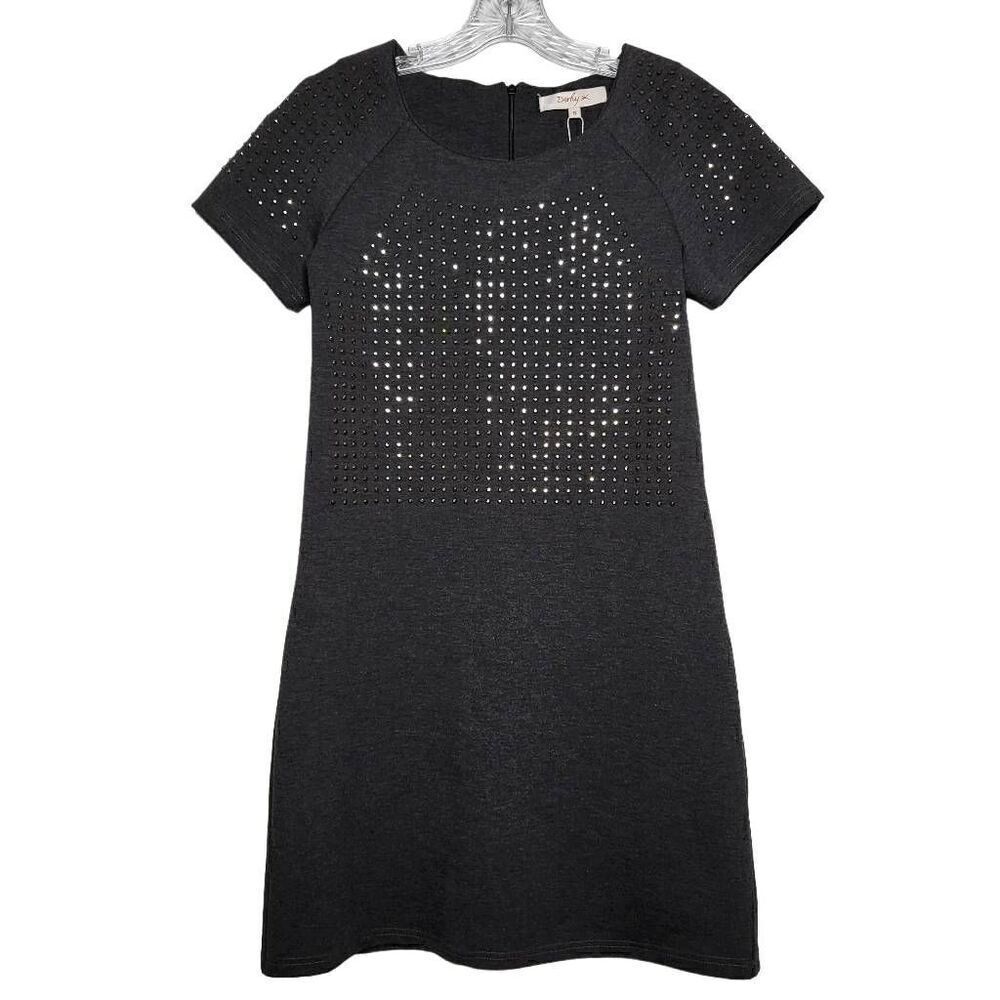 Derhy Gray Rhinestone Embellished Mini Dress Size Small